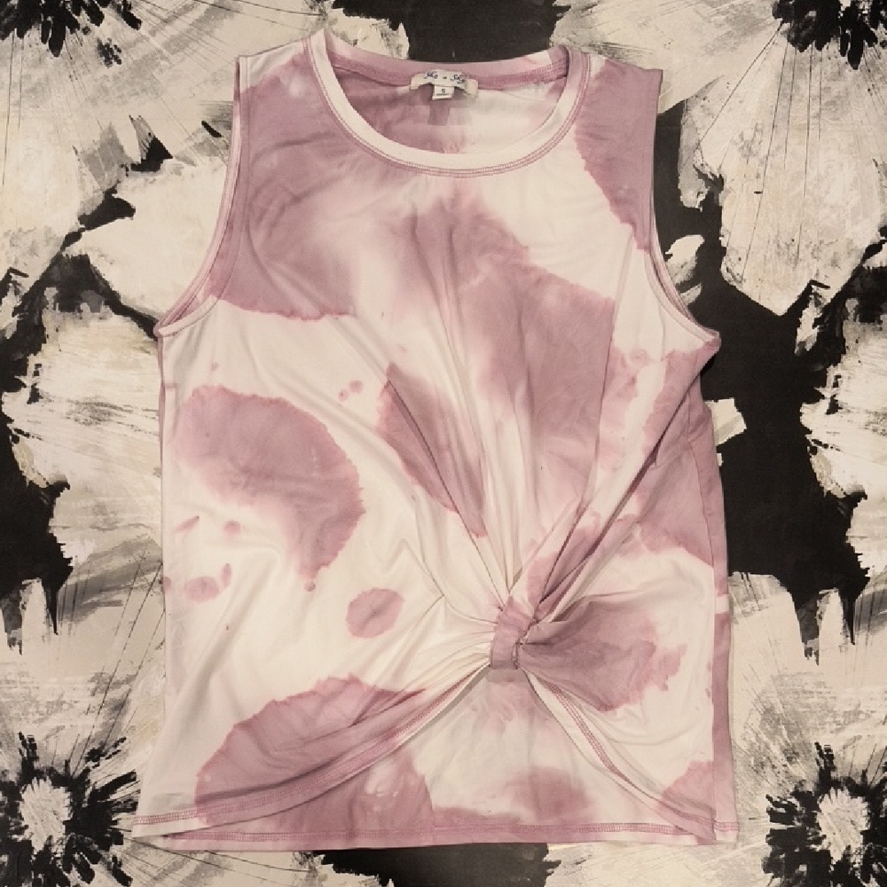 She + Sky Pink and White Tie-Dye Tank Top